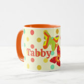 Mug Pois à rayures de Boho 70's papillon orange (Devant gauche)
