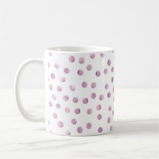 Mug Pois aquarelle, arrière - plan géométrique rose.