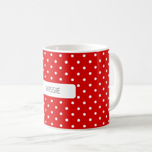 Mug Pois Blanc Sur Rouge (Devant droit)