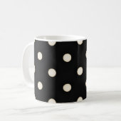 Mug Pois blancs antiques en noir (Devant gauche)