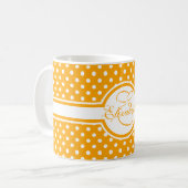 Mug Pois blancs élégants sur Monogramme orange (Devant gauche)