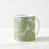 Mug Pois blancs et libellules vert olive (Devant droit)