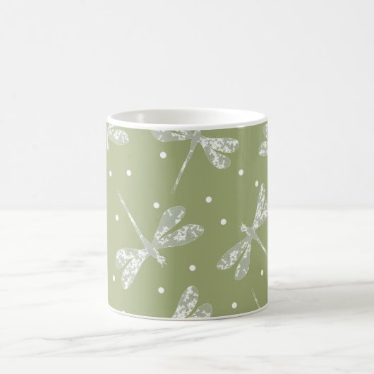 Mug Pois blancs et libellules vert olive (Centre)
