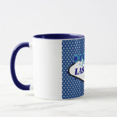 Mug Pois blancs Las Vegas, avec arrière - plan bleu (Gauche)