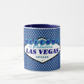 Mug Pois blancs Las Vegas, avec arrière - plan bleu (Centre)