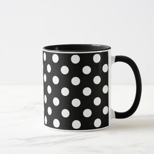 Mug Pois blancs sur Arrière - plan noir (Droite)