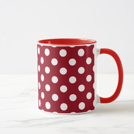 Mug Pois blancs sur le rouge Crimson (Droite)