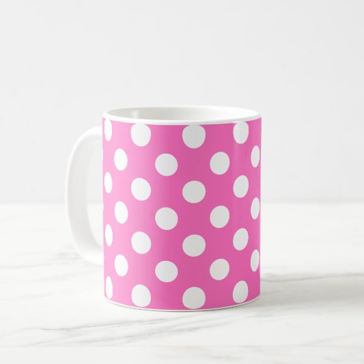 Mug Pois blancs sur rose (Devant gauche)