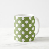 Mug Pois blancs sur vert olive (Devant droit)