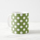 Mug Pois blancs sur vert olive (Devant gauche)