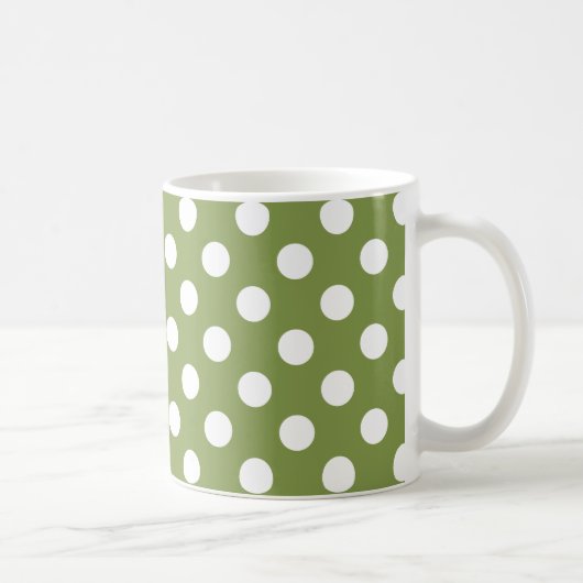Mug Pois blancs sur vert olive (Droite)