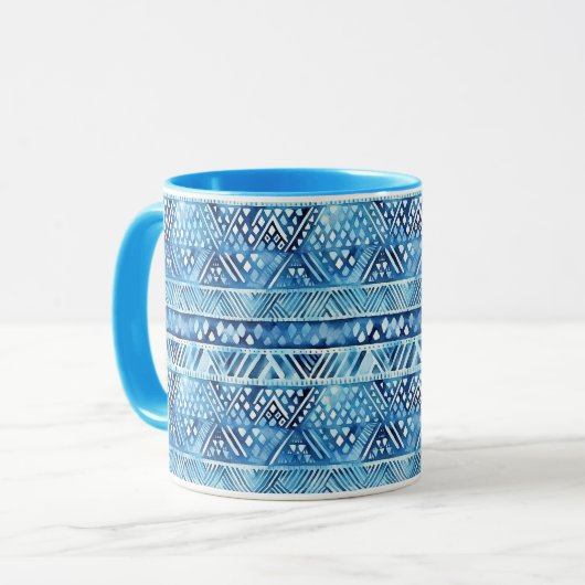 Mug Pois bleu bleu bleu Tribal (Devant gauche)