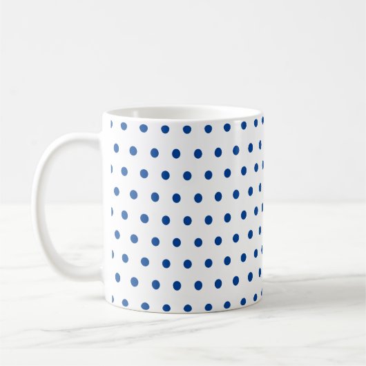 Mug Pois Bleus de la Marine classique en blanc (Gauche)