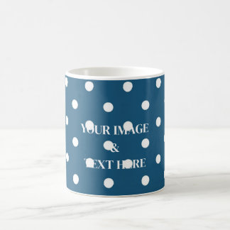 Mug Pois bleus simples et élégants personnalisés