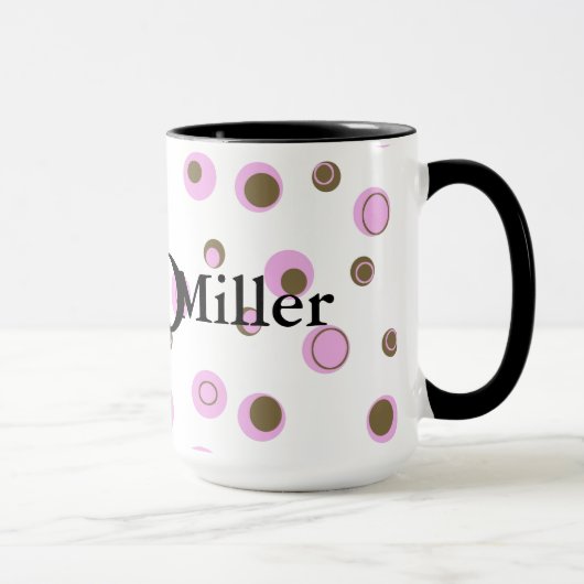 Mug Pois Brown roses Monogrammes (Droite)