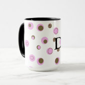 Mug Pois Brown roses Monogrammes (Devant gauche)