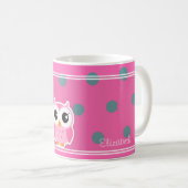 Mug Pois cool tendance avec chouette personnalisation (Devant droit)