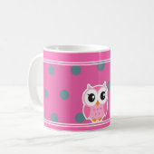 Mug Pois cool tendance avec chouette personnalisation (Devant gauche)
