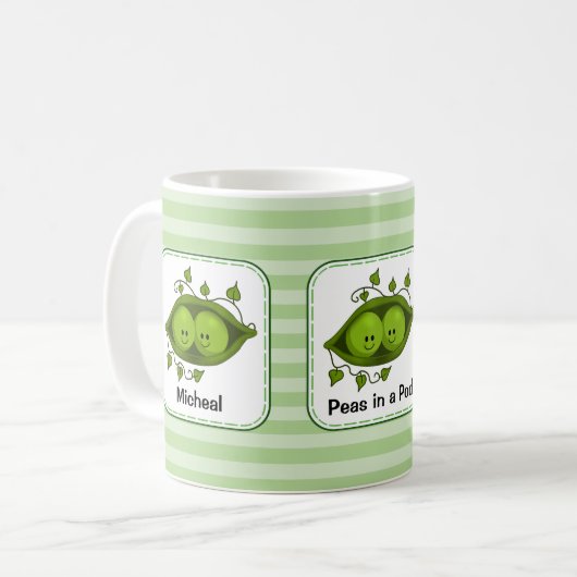 Mug Pois dans une poitrine avec des rayures vertes Per (Devant gauche)