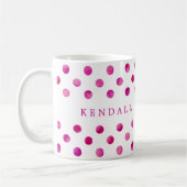 Mug Pois d'aquarelle rose personnalisée (Gauche)