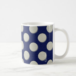 Mug Pois de marine sur la copie de cuir blanc