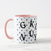 Mug Pois design moderne avec texte noir Bleu rose (Gauche)