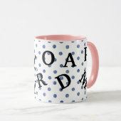 Mug Pois design moderne avec texte noir Bleu rose (Devant droit)