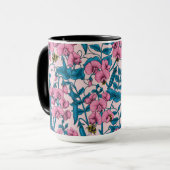 Mug Pois doux et bourdons, rose et bleu (Devant gauche)
