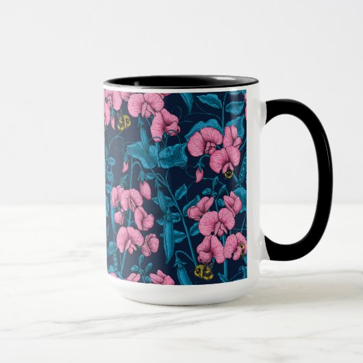 Mug Pois doux et bourdons, rose et bleu (Droite)
