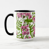 Mug Pois doux et bourdons, rose, vert et blanc (Gauche)