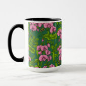 Mug Pois doux et bourdons, vert et rose (Gauche)
