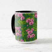 Mug Pois doux et bourdons, vert et rose (Devant gauche)