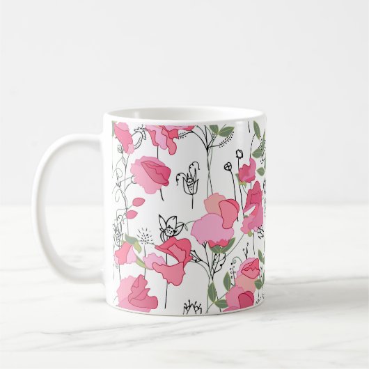 Mug Pois doux : Texture Florale d'été. (Gauche)