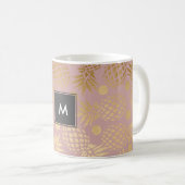 Mug pois élégant de motif d'ananas d'or de faux (Devant droit)