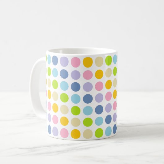 Mug Pois en pastel d'arc-en-ciel (Devant gauche)