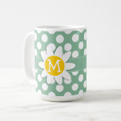 Mug Pois foncé de vert de mer ; Marguerite (Devant gauche)