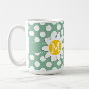 Mug Pois foncé de vert de mer ; Marguerite