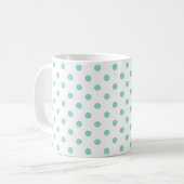 Mug Pois frais minuscule d'Aqua sur le blanc (Devant gauche)
