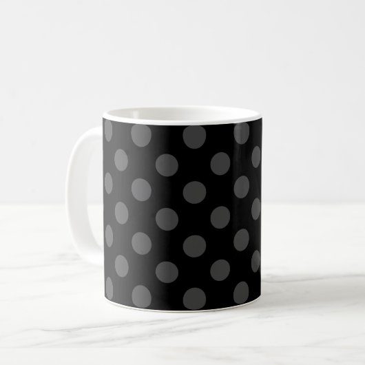 Mug Pois gris sur noir (Devant gauche)