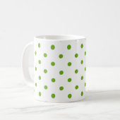 Mug Pois moderne de vert de chaux avec le monogramme (Devant gauche)