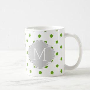 Mug Pois moderne de vert de chaux avec le monogramme