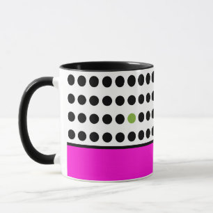 Mug Pois moderne et bloc de couleur rose