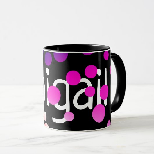 Mug Pois néon avec nom (Devant droit)