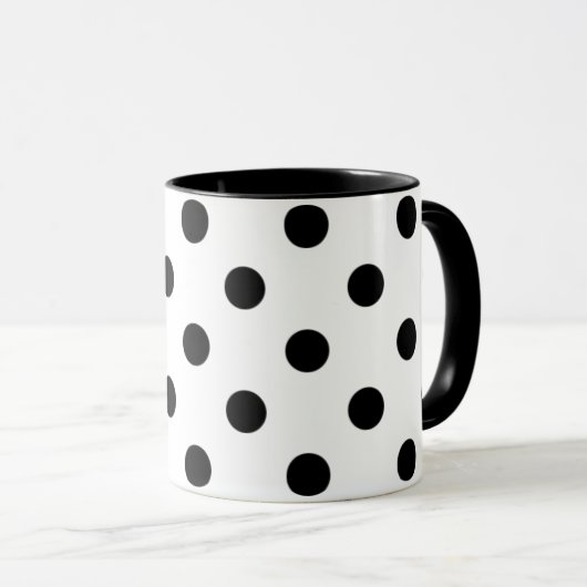 Mug pois noir blanc rétro (Devant droit)