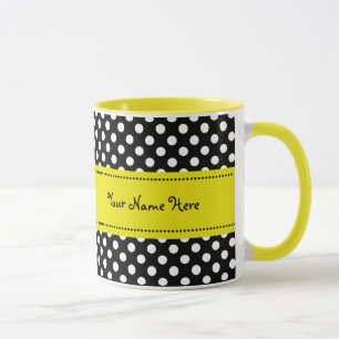 Mug Pois noir et blanc de marguerite jaune