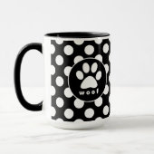 Mug Pois noir et blanc ; Empreinte de patte (Gauche)