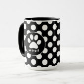 Mug Pois noir et blanc ; Empreinte de patte (Devant gauche)