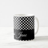 Mug pois noir et blanc monochrome (Devant droit)