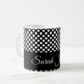 Mug pois noir et blanc monochrome (Devant gauche)