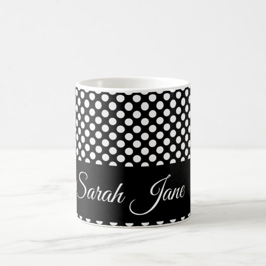 Mug pois noir et blanc monochrome (Centre)